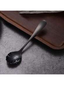 1pc Stainless Steel Shell Shaped Long Handle Dessert Spoon, Stainless Steel Shell Spoon, Coffee Stirring Spoon, Household Western Cake Spoon, Ice Cream Spoon - Multicolor - View 7