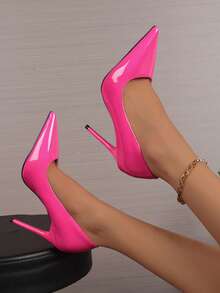 女士高跟鞋，新款粉色尖头细高跟鞋，显瘦派对及婚礼鞋，大码鞋款，百搭优雅高跟鞋 - 粉色 - 查看 6