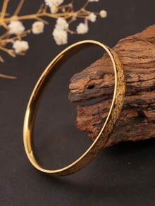 1pc Stainless Steel Bangle Bracelet, Material, Harmless To Body, Eternal Classic Element, High Quality Minimalist Style For Daily Wear - Gold - View 2