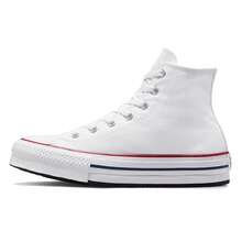 Converse Zapatilla Eva Plaform Alta Lona GS Blanco para niña, con plantilla SmartFOAM acolchada y detalles clásicos Chuck Taylor All Star. La entresuela de plataforma de espuma EVA brinda comodidad y estilo elevado. Ideal para un look urbano y juvenil. - Blanco - Ver 1