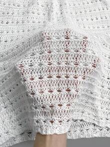 女士夏季透视镂空露背针织沙滩罩衫连衣裙，轻盈性感度假风 - 白色 - 查看 11