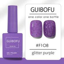 GMUME 3瓶/套 15毫升 亮片五彩纸屑凝胶指甲油，紫棕白亮片，趣味圆点派对饼干风格，独特DIY美甲，可卸UV/LED凝胶套装 - 彩色 - 查看 8