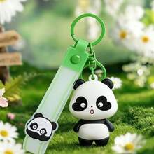 Llavero de estilo nacional con diseño de panda lindo, llavero de coche de dibujos animados, colgante de llavero para mochila - Multicolor - Ver 4