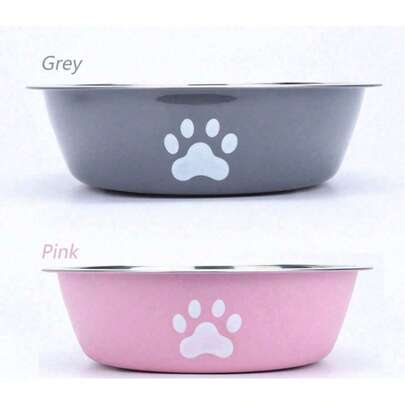 1pc Stainless Steel Pet Bowl, Dual Use For Food And Water, Including Dog/Cat Food Bowl And Water Bowl, Non-Slip And Durable, With Anti-Slip Silicone Base, Medium Size, Suitable For Small Dogs And Cats