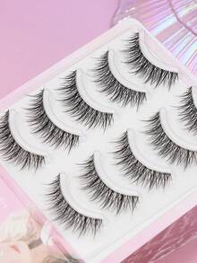 5对/10对装 纤薄自然透明睫毛根部假睫毛，春季新品，偶像妆容，自然假睫毛，蓬松柔软，3D水貂毛质感，多层假睫毛，适合婚礼、派对、夜店妆容，也适合日常工作、约会、度假、婚礼、学生拍摄、舞台表演、派对角色扮演等场合，佩戴舒适，手工制作，促进睫毛自然生长，深受韩国、日本和欧洲女孩喜爱的睫毛款式。 - 黑色 - 查看 9