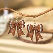 Sports Inspired Football Themed Bow Acrylic Earrings Women Fashion  Accessories Creative Design Earring For Girls Gift - C - 查看 5