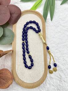 33 piezas Pulsera de cuentas de oración islámicas ovaladas de vidrio transparente - multicolor - Ver 3