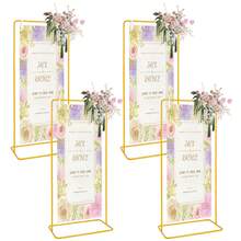4Pcs Wedding Sign Stand, 68.9inch Adjustable Wedding Sign With Leather Sign Hanging Straps, Durable Metal Easel Stand For Wedding Welcome Signs, Seating Charts, Ceremony & Reception Decor - Golden Advertising Stand Combination - View 1