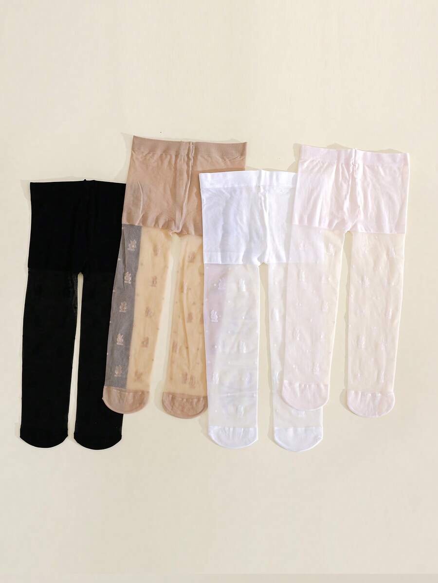 4件裝超薄舞蹈緊身褲，彈性女童打底褲