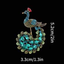 1/6 Fashionable Peacock Brooch, Alloy Rhinestone Colorful Peacock Lapel Pin, Vintage Palace Animal Accessory For Dress/Suit, Gift For Friends - Style - View 14