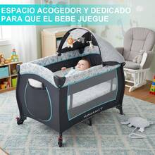 Cuna Corral Bebé Multifunción Con Cambiador Y Mosquitero Gris Poliéster - Gris - Ver 6