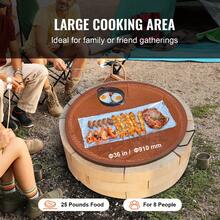 X-Marks Fire Pit Grill Grate, Round Cooking Grate, Heavy Duty Steel Campfire BBQ Grill Grid With Handle And Support X Wire, Portable Camping Cookware For Outside Party & Gathering, 36 Inch Black - 黑色 - 查看 2