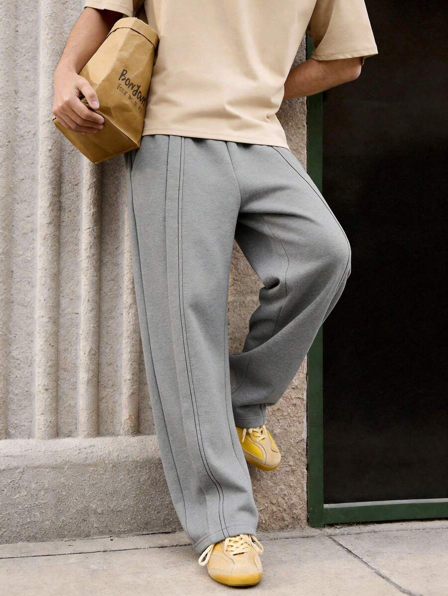 Open Phase Pantalon de survêtement gris simple et décontracté pour hommes, patchwork ample à jambes larges, convient pour les sports, les activités extérieures, les voyages, les tenues de travail, le style rétro américain, unisexe, coupe ample pour les tenues d'été - convient pour le port quotidien et les tenues de vacances d'été. - Gris - Voir 1