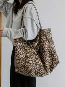 Large Leopard Print Tote Bag, High Capacity Shoulder Bag, Underarm Bag Essential For Commuting, Backpack, Large Capacity, Portable, Suitable For Teenagers, Women, College Students, White-Collar Workers, Perfect For Work, Back To School, Middle School, High School, University, Vacation, Etc., Leopard Print Bag, Animal Print Women's Bag, New Autumn/Winter Tiger Print Women's Wallet, Holiday - 彩色 - 查看 10