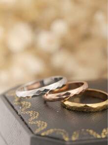 1枚不锈钢玫瑰金/银色/金色戒指，材质经典永恒，简约风格，适合日常佩戴。 - 戒指 - 查看 3