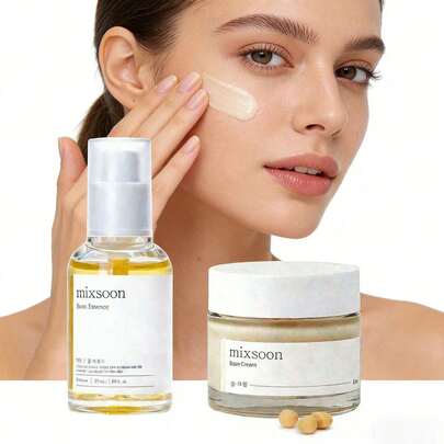 韩国护肤套装 - 去角质保湿，50毫升玻尿酸精华液 + 50毫升豆浆滋养精华液