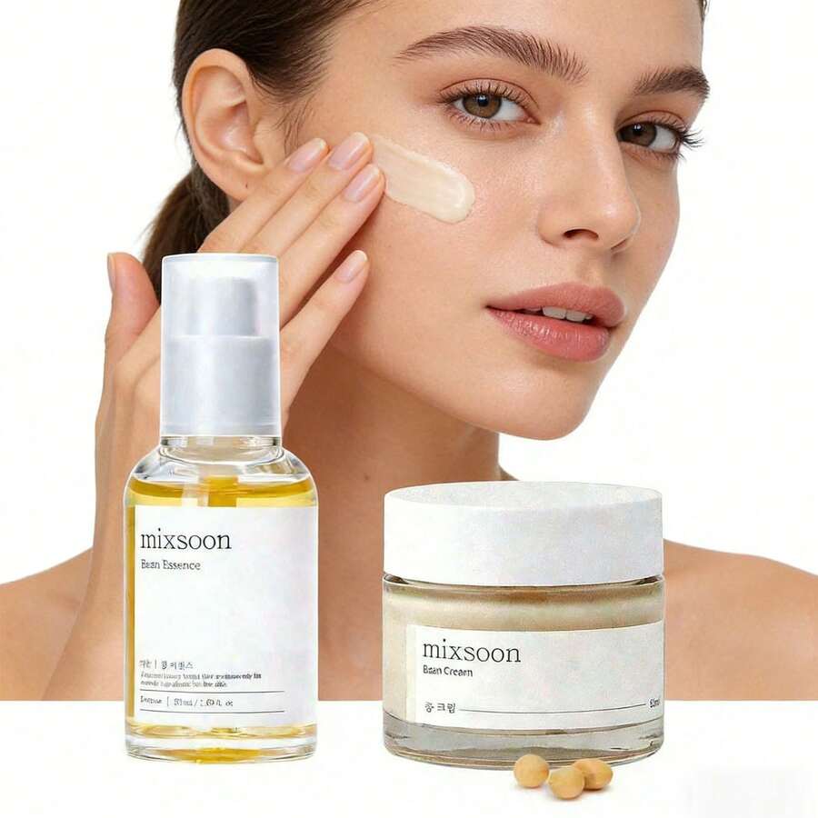 韩国护肤套装 - 去角质保湿，50毫升玻尿酸精华液 + 50毫升豆浆滋养精华液 - 豆 - 查看 1