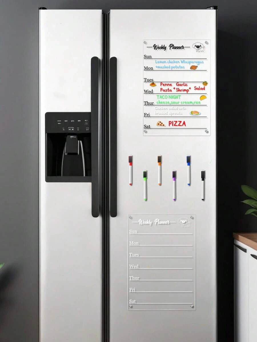 1 Bộ Bảng Tin Nhắn Từ Tính Có Thể Xóa Được Dán Tủ Lạnh, Bảng Lên Kế Hoạch Tuần Hình Chú Chó Con Dễ Thương, Nhãn Dán Bảng Trắng Từ Tính - Nhiều màu - Xem 1