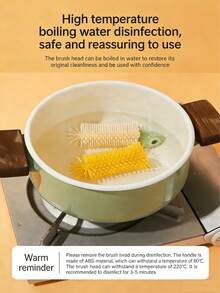 1件套婴儿及儿童硅胶奶瓶刷、奶嘴刷、吸管刷（带底座）、旋转杯清洁刷套装（带收纳底座） - 彩色 - 查看 6