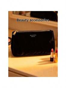 女士中号丝绒链条斜挎化妆包 - 日常时尚 GUCCIBAG-RED-BEE - 黑色 - 查看 5