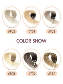 Micro Loop Human Hair Extensions, Silky Soft Hair With Voluminous Ends, Highlight Color Micro Bead Invisible Micro Loop Real Human Hair For Women - 彩色 - 查看 10