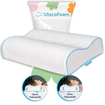 Orthopedic Pillow With High Neck Support Visco Pillow With Double Neck Support - 55x35x12-11cm