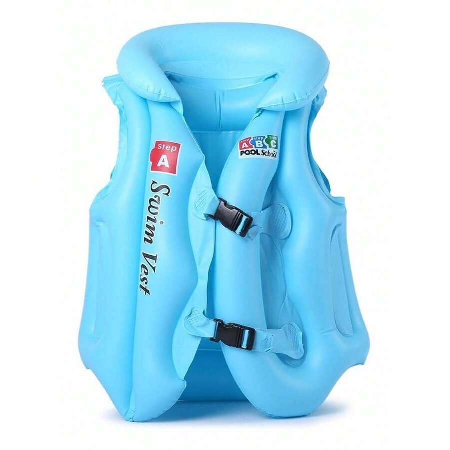 Chaleco inflable para niños,  Chaleco Salvavidas para Nadar, Chlaeco Flotador con hebilla Inflable para natación, picina - Azul - Ver 1