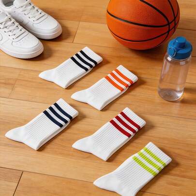 6 pares de calcetines de algodón unisex, calcetines blancos hasta el tobillo, calcetines deportivos transpirables, adecuados para todas las estaciones