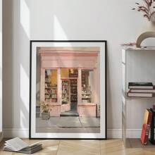 Tranh phong cách màu nước, tông màu nhẹ nhàng, chủ đề thư viện | Hiệu sách cổ điển, New York, thích hợp trang trí nhà cửa, phòng ngủ, phòng khách, phòng tắm, có khung. - A - Xem 3