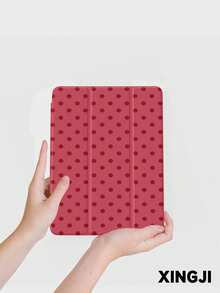 1个复古粉色波点图案平板电脑保护套，兼容10.2英寸（第十代）/（A16）11英寸（第十一代，2025款）、Pro 11英寸（2021/2020款）、Galaxy Tab A8 10.5英寸（2022款）、Matepad 10.4/Tab，带笔槽，防摔，平板电脑支架，自动休眠/唤醒功能。 - 彩色 - 查看 3