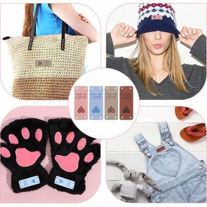 24/50/60pcs Handmade Tags For Crochet Handmade Leather Labels Faux Handmade With Love Leather Tags For Handmade Items Embellishment Knit Accessories With Hole For Sewing Crochet Knitting Hats DIY Crafts, For Handmade Items Embellishment Knit DIY Accessories For Jeans Bags Shoes Hat