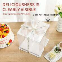 1个透明蛋糕盒，带透明盖，适用于蛋糕、糕点、巧克力、饼干、馅饼、生日派对、婚礼、情人节、礼品包装（不含丝带） - 彩色 - 查看 3