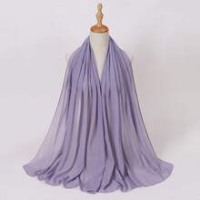1pc Pleated Satin Headscarf, Women Scarf Accessory - Dusty Purple - View 5