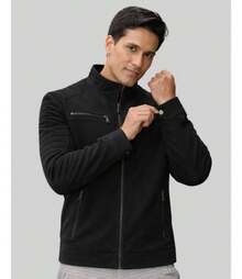 Men's Nubuck Leather Jacket With Fur Lining - Negro - Ver 1
