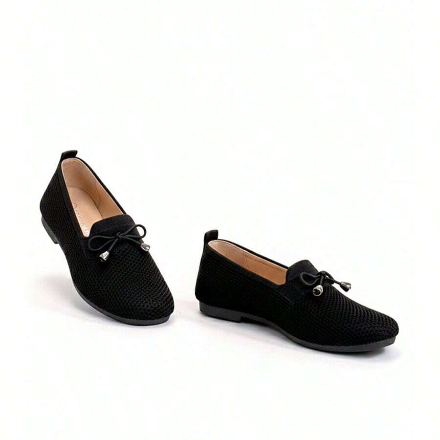 Mocassins de tecido preto com laço Aubrey - Preto - View 1