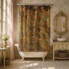 French Verdure Shower Curtain,  Style Tapestry Reproduction, Vintage Bathroom Decor, Elegant Bath Curtain, Country Farmhouse Chic, Cottagecore Cute Bathroom Decor, Cabin Nature Bathroom Set With 12  Hooks, Apartment Essentials Bathroom Decor Room Decor Home Decor Dorm Essentials College Room Christmas Decoration,Easter, St.  Day - A - Xem 5