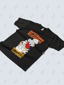 Rotterdam Records Nineties Gabber Hardcore Rave Tee - Black - View 3