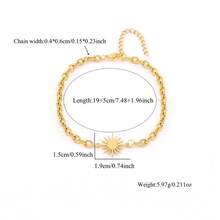 1 pieza Nuevo brazalete de cadena de acero inoxidable con colgante clásico dorado plateado de sol para hombres - sol - Ver 3