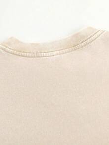 Men's Pattern Washed T-Shirt - Double Sided Printing, 100% Cotton, Short Sleeved, Summer Casual T-Shirt, Black With White Star Design, Loose Fit, Machine Washable, Daily T-Shirt | Loose Fit Shirt | 100% Cotton T-Shirt, Cotton T-Shirt - Apricot - View 2