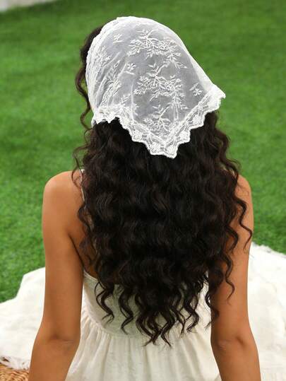 1pc Minimalist Street Style White Lace Floral Tie Neckerchief