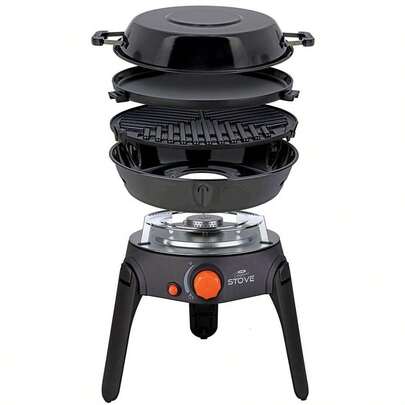 Cooking Gas Stove Portable Camping Outdoor BBQ Grill Fishing Foldable Legs NGT