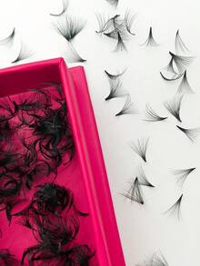 1 Box 1000 Cluster False Eyelashes, Premade Fan Pointy Base, 14D / 16D, 8-15mm Length C / D, Curl 0.05mm Thickness,10Pcs Eye Pads+10Pcs Lash Brush, Soft And Natural Grafting Handmade False Eyelashes Easy To Use And Save Time, DIY At Home, Thick Fake Lashes For Professional, Daily, Wedding, Party, Costume Makeup - Black - View 6