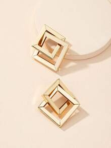1对几何简约方形交叉耳环，休闲百搭，适合女性日常佩戴 - 一對幾何耳環 - 查看 2