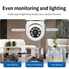 8MP E27 Bulb Surveillance Camera Wifi IP PTZ CCTV Camera 10X Zoom Color Night Vision Human Tracking Security Baby Monitor Cam - Blanco - Ver 3