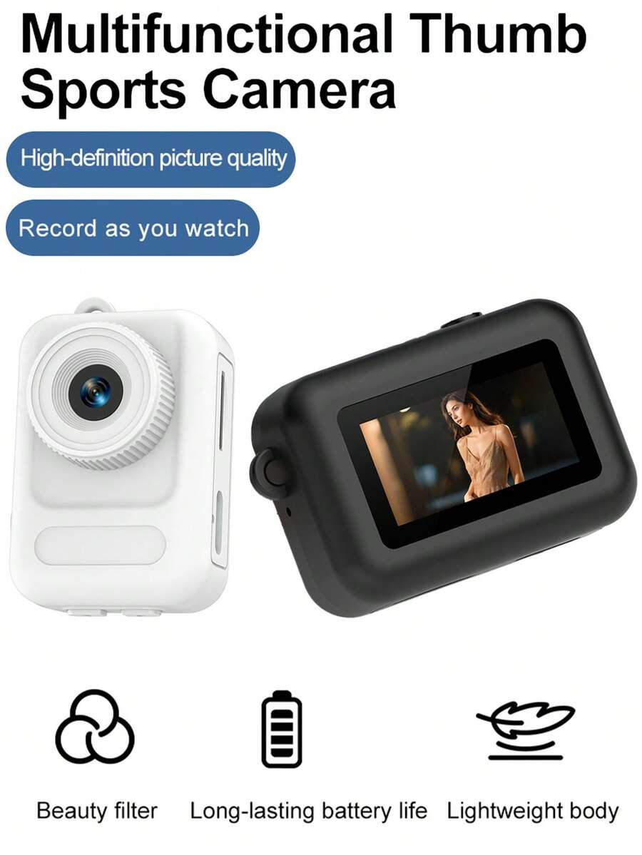 YAIUZGOO Camera thể thao, camera đeo ngón tay cái, camera đeo trên người, quay video 1080P cầm tay di động, lý tưởng cho đạp xe, hoạt động ngoài trời và ghi hình hàng ngày, pin 200mAh. - Xem 1