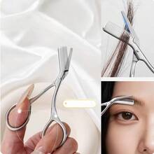 Tijeras de cejas portátiles de acero inoxidable, peine y cortador de cejas, cuchillo de recorte de cejas antiarañazos, herramienta multifuncional de aseo para peinar y recortar las cejas y la barba, una herramienta de cuidado de la belleza para recortar las cejas y el vello facial - Recortadores de cejas - Ver 3
