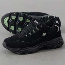 Skechers D'LITES Series Casual Shoes, Panda Shoes With Fleece Lining, Lightweight And Comfortable Men's Travel And Commute Soft-Sole Athletic Casual Shoes, 894268-BKOL - Black/Olive - View 1