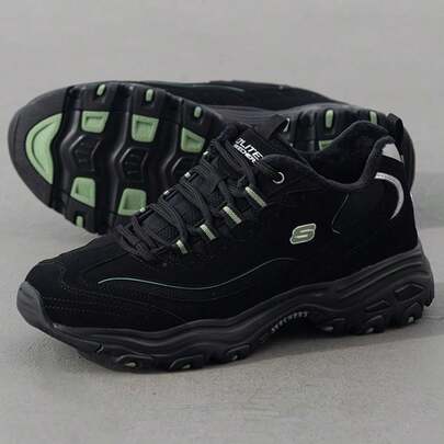 Skechers D'LITES系列休闲鞋，熊猫图案，带绒面内衬，轻便舒适，男士旅行通勤软底运动休闲鞋，894268-BKOL