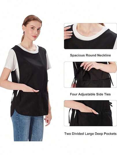 1/5/10pcs Unisex Hairdressing Apron, Adjustable Polyester Salon Apron With Pockets, Professional Barber Workwear, Durable Makeup Artist Apron With 2 Pockets. Aprons For Waiters And Waitresses, Long Belt Reinforced Seam Aprons, Waiter Work Clothes, Waterproof Hair And Bleach Hairdresser Half Waist Apron, Commercial Catering Coffee Shop Craft Shop Uniform Skirt, Kitchen Supplies, Kitchen Gadgets, Unisex