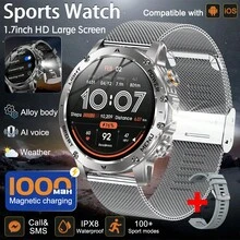 KENPANG 2026 New Men's Outdoor Sports Smartwatch, 1.70-Inch HD AMOLED Full Touch Color Screen, 1000mAh Battery, LED Flashlight, 100+Sport Mode, IPX8 Waterproof, Fitness Tracking Watch, Wireless Call, Voice Assistant, Music Control, Reminder Function, Outdoor Adventure Smart Watch For Men, Compatible With IPhone And Android, Ideal Gift, Birthday Gift, Father's Day Gift, Valentine's Day Gift, Mother's Day Gift. - Multicolor - View 15